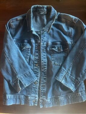 Contrast Jeans Denim Jacket – Size XL | Stretch | 3/4 Sleeve